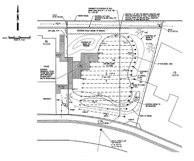 Architectural site plan with detailed annotations.