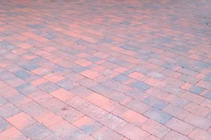 Red and gray brick pavement pattern.