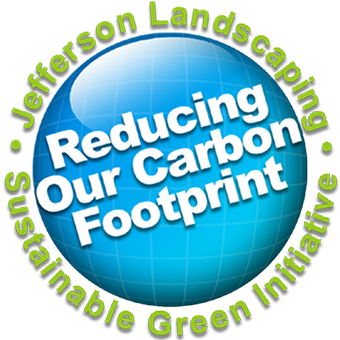 Green initiative reducing carbon footprint logo.